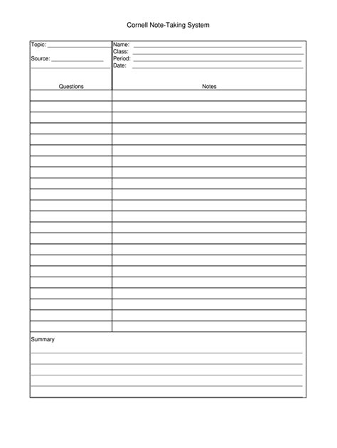 Note Taking Template Pdf Fill Online Printable Fillable Blank