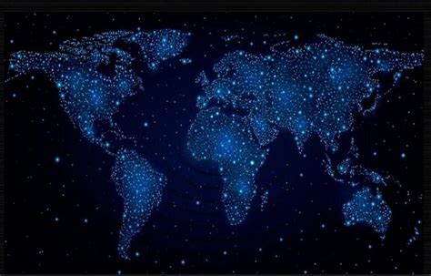 Night Sky Stars World Map Design 3d Wallpaper For Home Or Business
