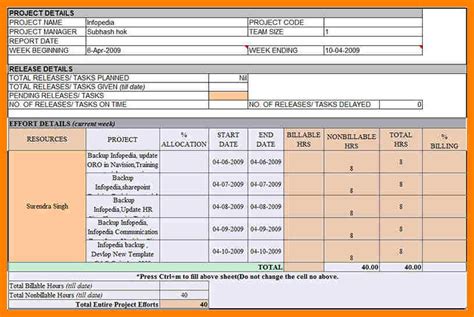 Project Status Report Template In Excel 1