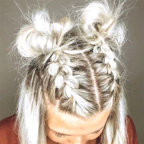 Here are the best goddess braids hairstyles to get right now! braided-double-buns-short-hairstyle | Ecemella