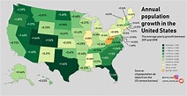 Annual population growth by US state [OC] : MapPorn