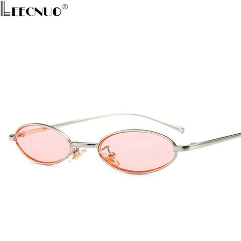 Small Oval Sunglasses For Men Male Retro Metal Frame Yellow Red Vintage Small Round Sun Glasses