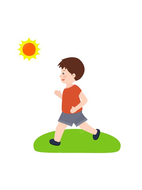 Vector Running Cartoon Pupils Running Morning Jogging Fitness Exercise