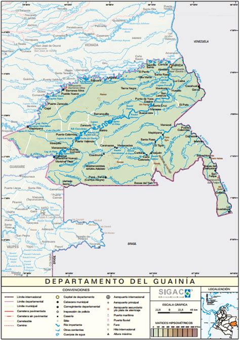 Mapa Para Imprimir De Guainía Mapa Físico De Guainía Colombia Igac