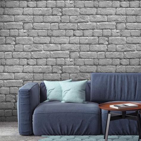 Wallpaper Silver Grey Brick Wallpaper By Woodchip