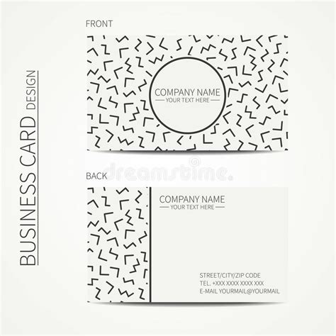 Vector Simple Business Card Design Memphis Style Template Black And