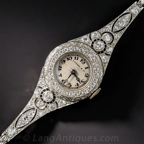 Tiffany And Co Art Deco Diamond Watch With Original Box