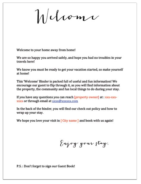 Airbnb Welcome Letter Free Template Web Free Printable Airbnb Welcome