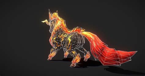 3d Model Fantasy Rpg Fire Unicorn Vr Ar Low Poly Cgtrader