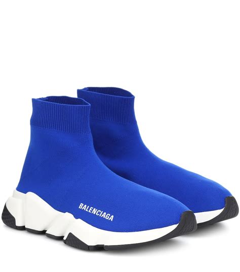 Balenciaga sneakers bring in their quirky, modern, and colorful styles like balenciaga red sneakers and the balenciaga black sneakers into a durable shoe. Balenciaga Blue And White Speed Sock Sneakers | ModeSens