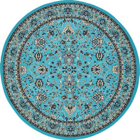 Round Teal 50 100 Area Rugs Rugs The Home Depot
