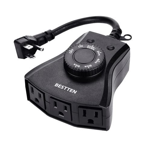 Bestten Outdoor Timer With Photocell Light Sensor And 3 Grounded