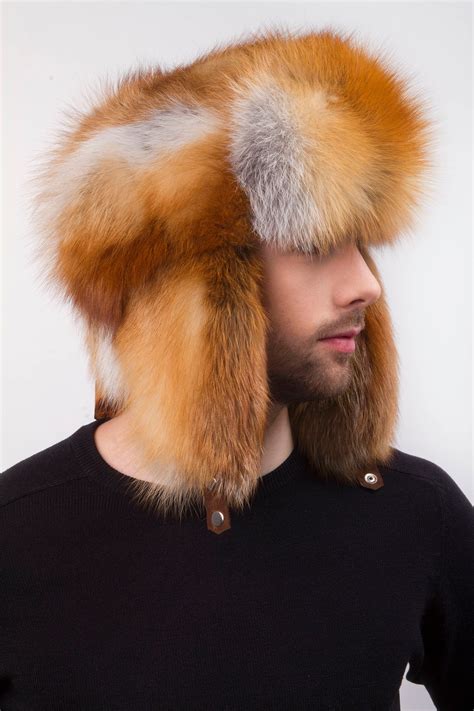 Red Fox Fur Full Trapper Hat For A Mens Full Ushanka Hat Etsy
