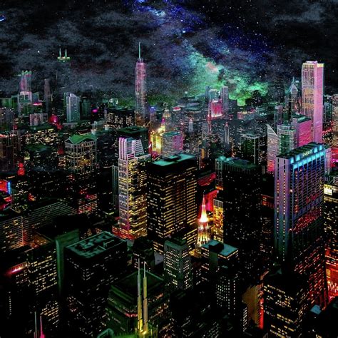 City Lights At Night Digital Art By Samantha Northcutt Fine Art America