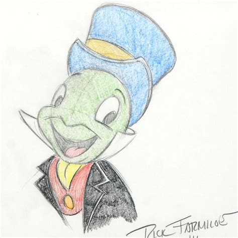 Jiminy Cricket Original Color Pencil Sketch On Paper By Rick Farmiloe
