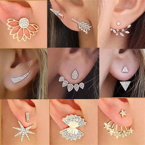 Crystal Front Back Double Sided Earrings Different Shapes