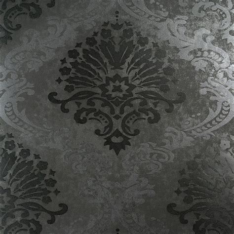 Luxurious Rich Dark Grey Damask Wallpaper Grey Damask Wallpaper