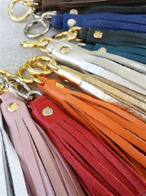 Genuine Leather Tassel Handbag Charm 3 Sizes Gold And Nickel