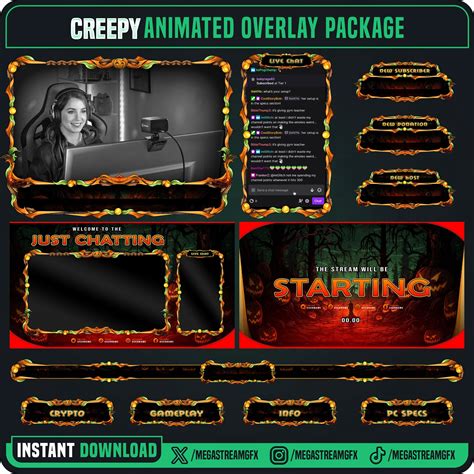 Halloween Theme Stream Overlay Package Creepy Twitch Package Creepy