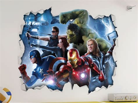 Marvel Avengers 3d Look Vinyl Wall Stickerdecal Fantastic For Themed