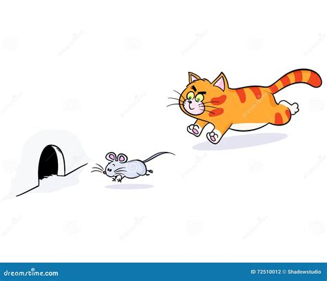 Gato Del Jengibre Que Persigue Un Ratón Ilustración Del Vector