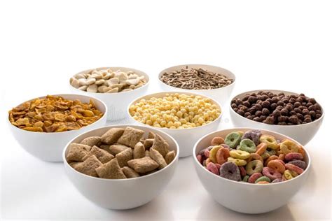 Image With White Bowls And Colored Cereals Stock Photo Image Of Fiber