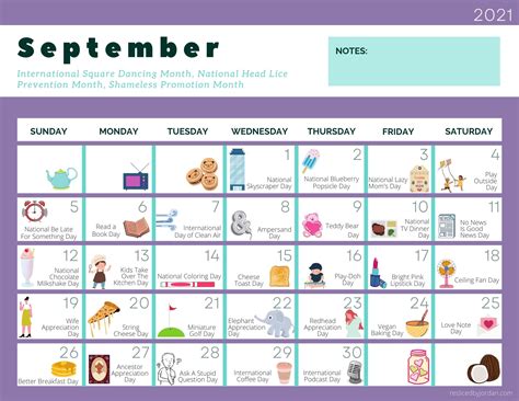 A Free Printable Calendar For September Full Of Entirely Ridiculous