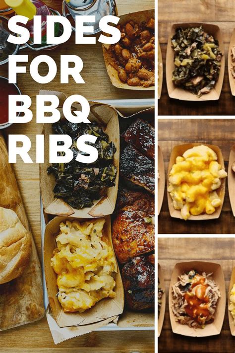 Different Types Of Bbq Ribs And Sides On Wooden Boards With Text