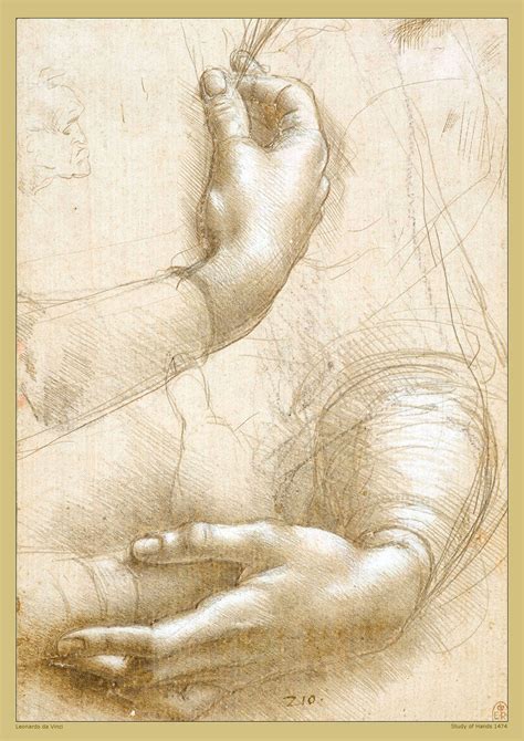 Study Of Hands By Leonardo Da Vinci A2 Replica Print Paper Laminat