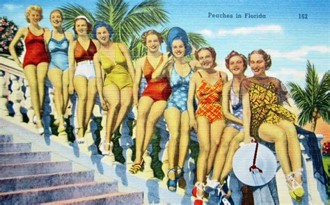 Florida Bathing Beauty Linen Postcards
