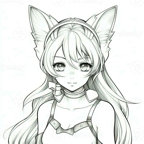 Anime Girl Coloring Pages 26673076 Stock Photo At Vecteezy