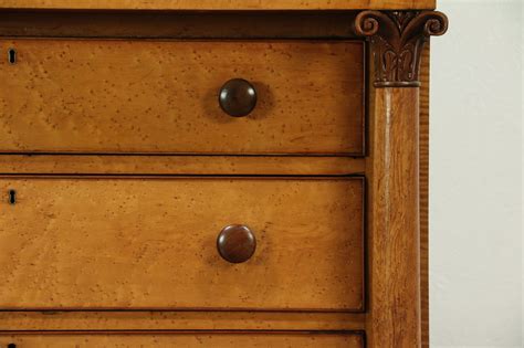 Empire Antique Cherry Curly And Birdseye Maple Chest Or Dresser