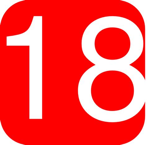 Red Rounded Square With Number 18 Clip Art At