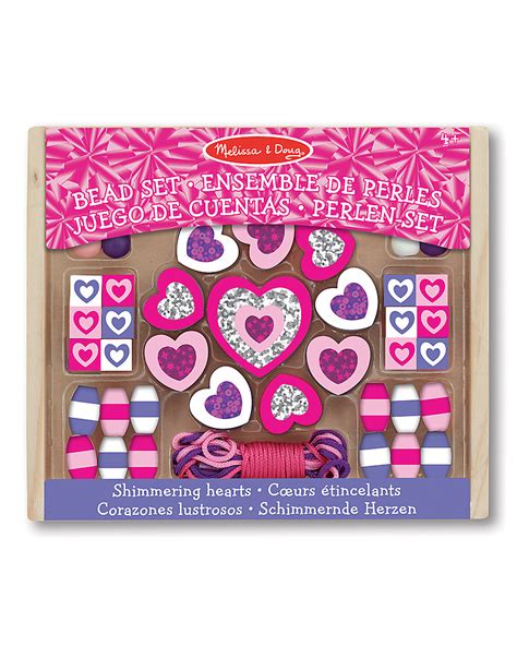 Melissa And Doug Shimmering Hearts Wooden Bead Set 45 Pieces Unisex