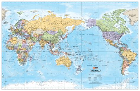 World Large Nz Centred Map Gloss Lamination Mapco Nz Ltd Maori Pacific Island And New