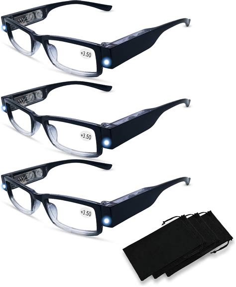 buy 3 pack reading glasses with lights and magnifier reading glasses with lights in the frame