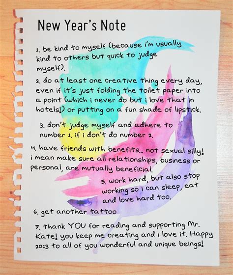 Mr Kate New Years Note