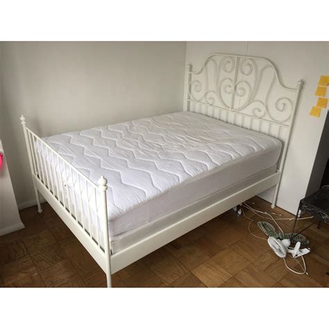 Ikea Leirvik White Full Size Iron Metal Country Style Bed Frame Aptdeco