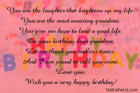 Best birthday wishes to greet your near and dear ones. Happy birthday grandma Poems