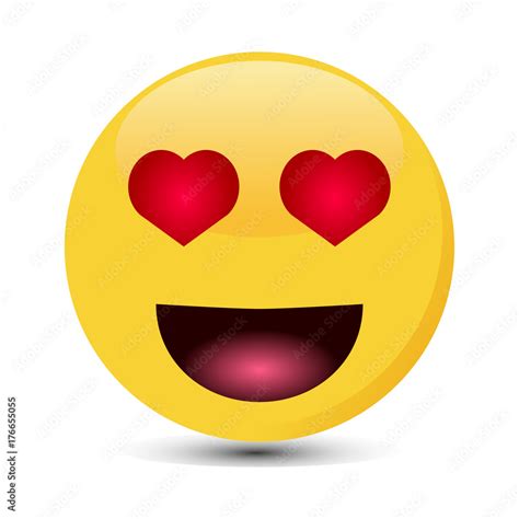 In Love Emoticon With Heart Eyes Wow Emoji Vector Illustration Stock