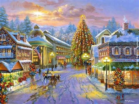 Beautiful Christmas Town Art Christmas Illustrations Drawings