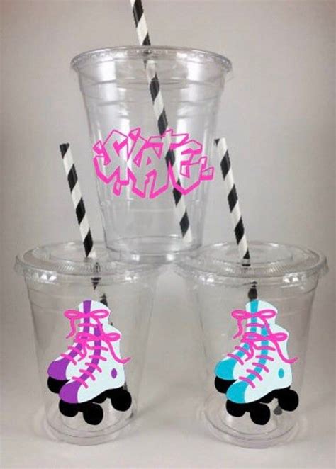 Skate Party Cups Skating Birthday Set With Lids Straws Personalized