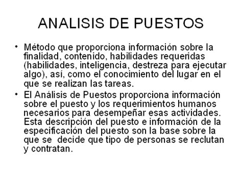 Analisis De Puestos