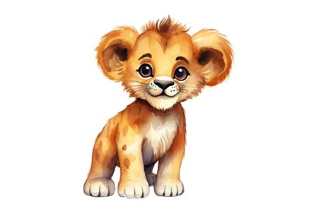 A Watercolor Lion Cub On Transparent Background 27291907 Png