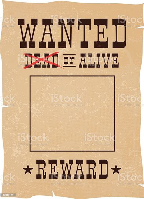 Wanted Dead Or Alive Reward Vintage Poster Stock Illustration