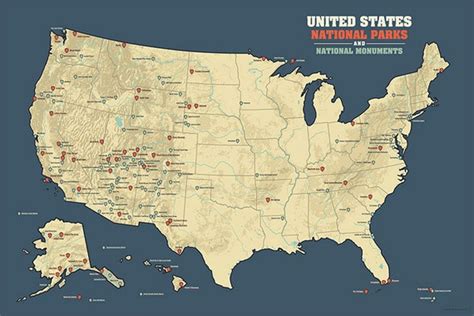 Us National Parks Map 11x14 Print Best Maps Ever Us National Parks