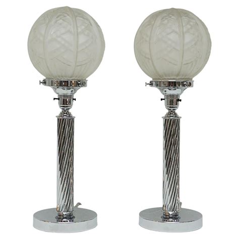 Pair Of Art Deco Style Ceramic Three Halo Table Lamps 1980s At 1stdibs