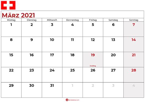 Nur das logo und der kalender sind sichtbar, wenn du diese seite druckst. Download kostenlos Schweiz Kalender März 2021