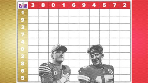 2024 Super Bowl Squares Board Run Your Partys 49ers Chiefs Pool