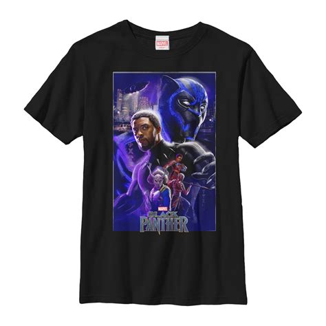Boys Marvel Black Panther 2018 Character Collage Graphic Tee Black X